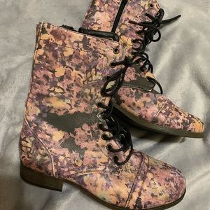 Floral combat boots